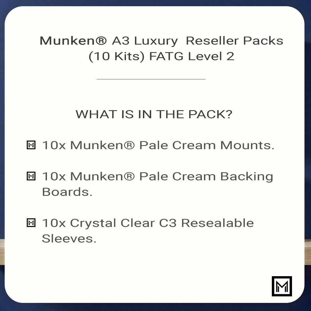 10x A3 Munken® Pale Cream Picture Mounts Kit Cream Backing & Sleeves Solid Core