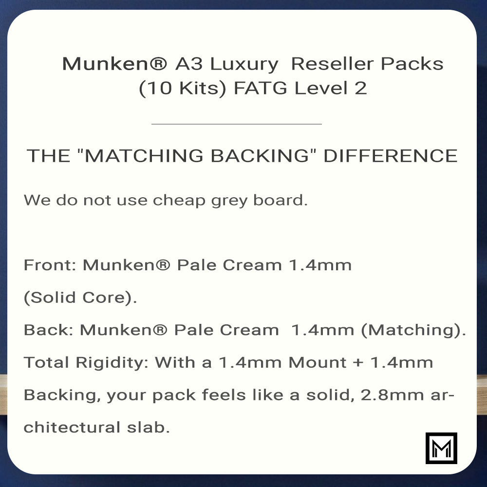 10x A3 Munken® Pale Cream Picture Mounts Kit Cream Backing & Sleeves Solid Core