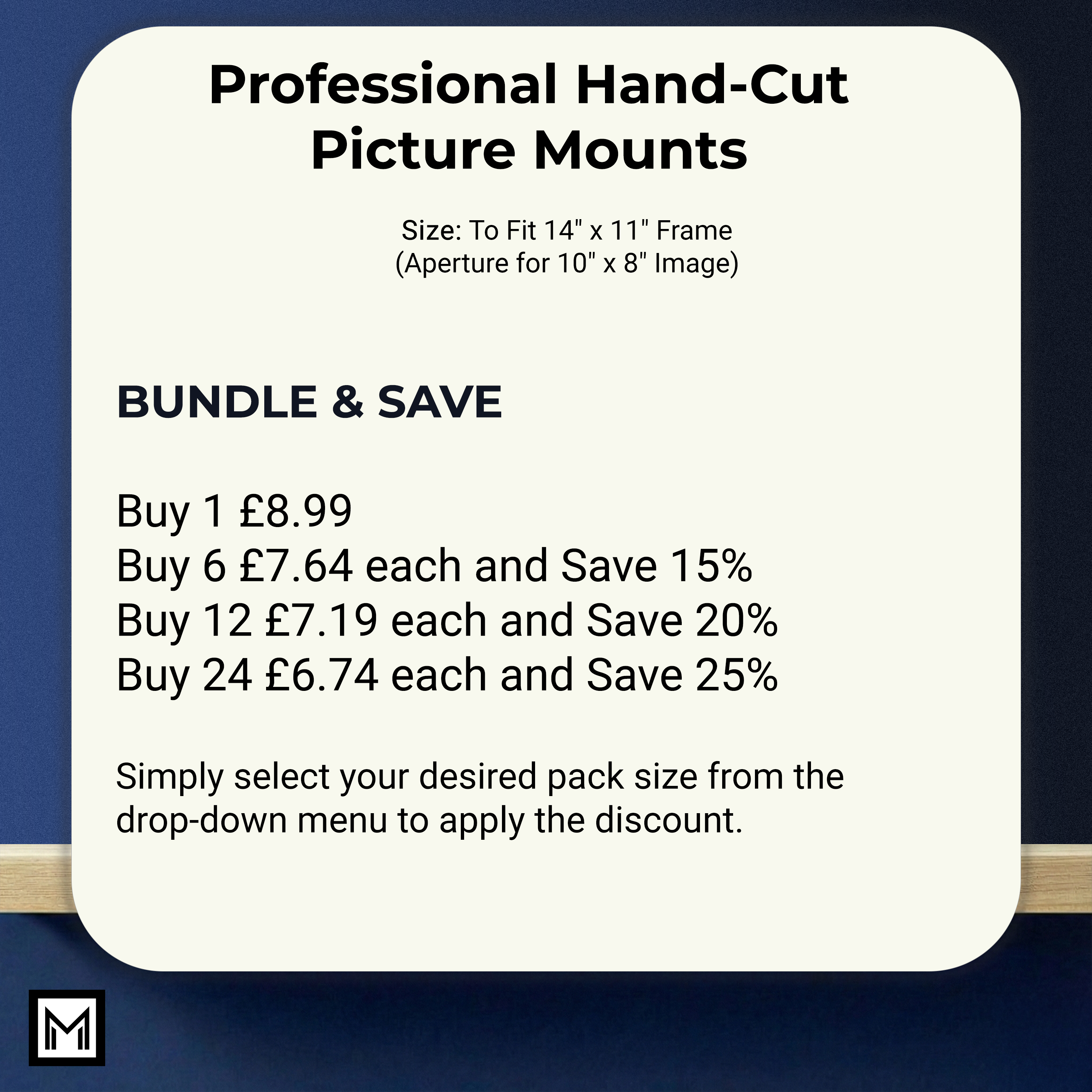 Green Picture Mounts 14x11 for 10x8 Photo | Professional Hand Cut White Core Photo Mats | Single or Bulk Buy Packs | Made in UK