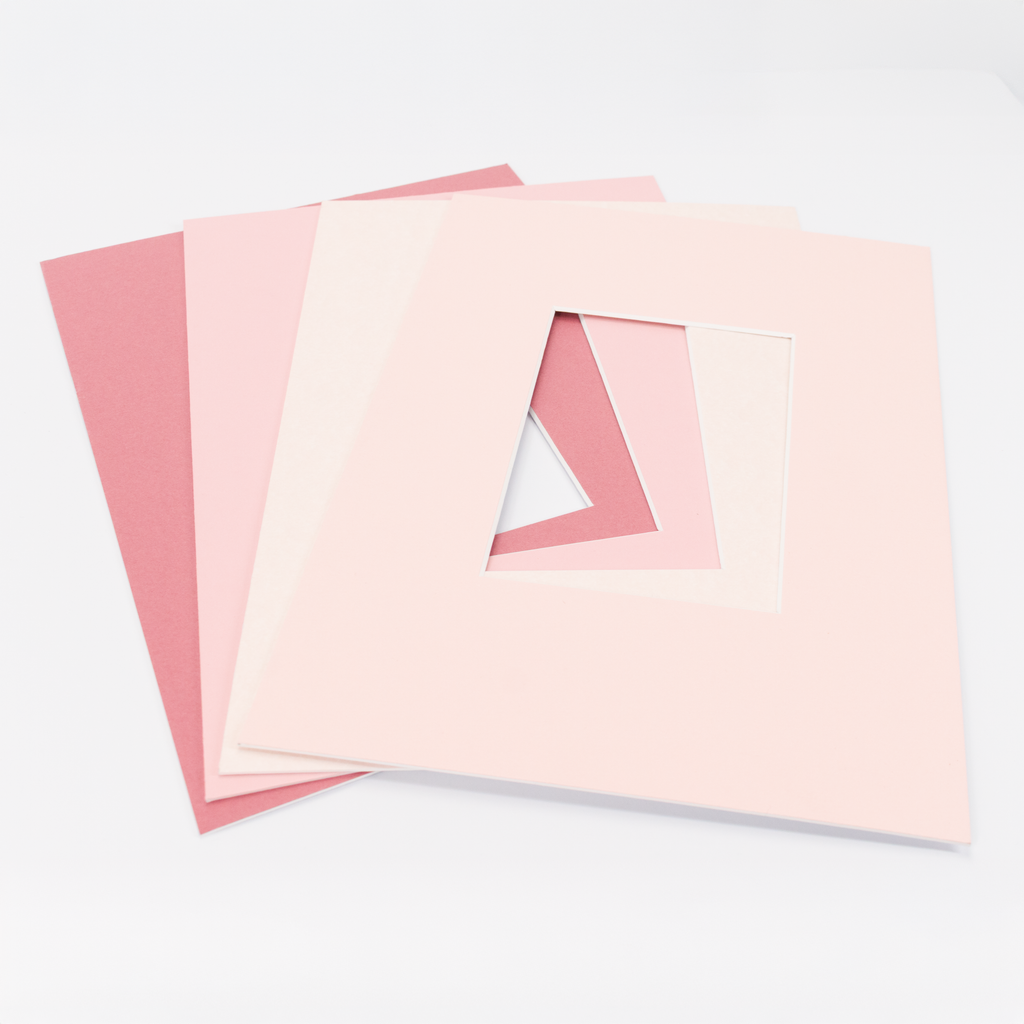 Pink Picture Mount, Custom Photo Mat, Choose Size & Shade, White Core Frame Matting, Daler Rowney Bevel Cut Mountboard, Poster Mount