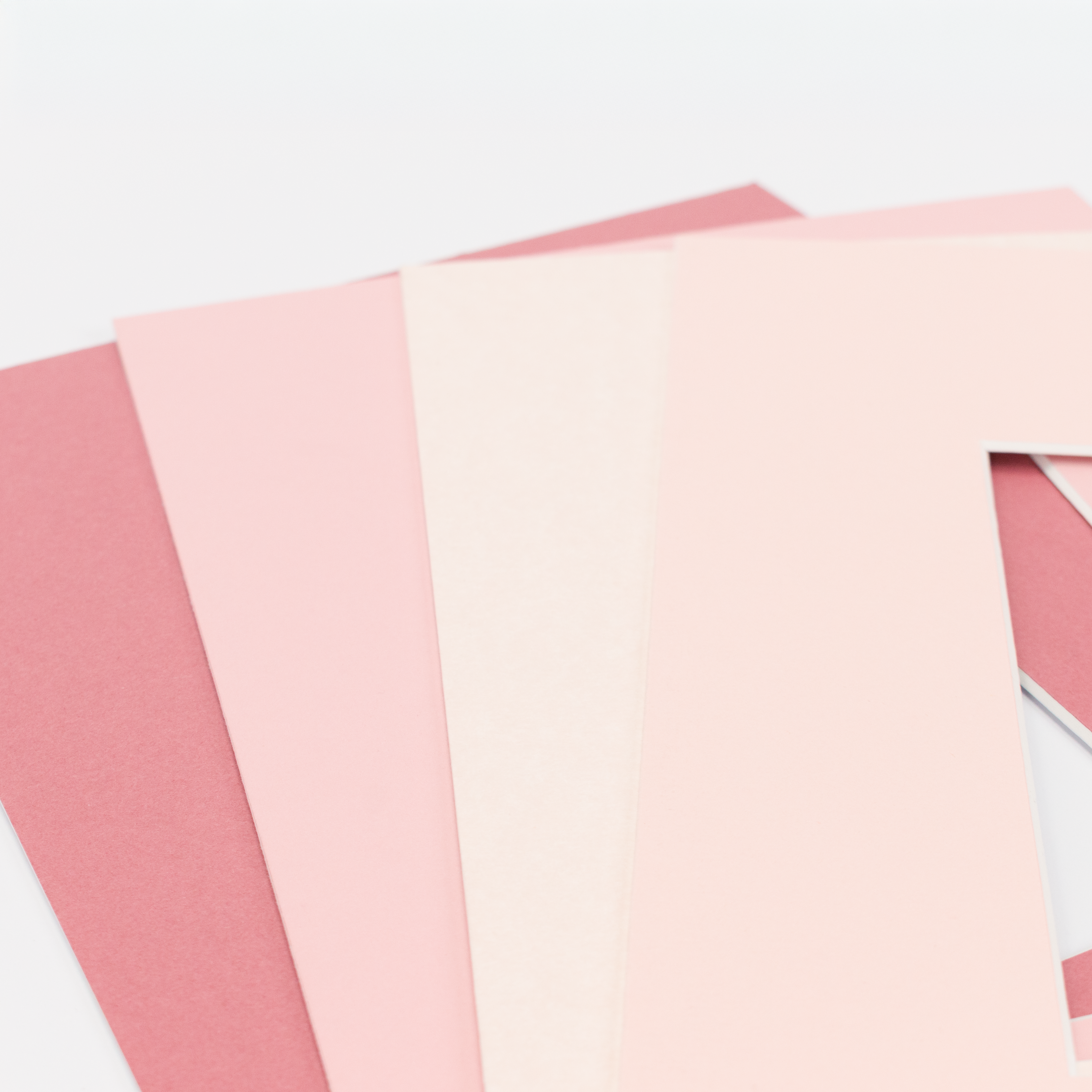 Pink Picture Mount, Custom Photo Mat, A4, A3, A2, A1 Choose Size & Shade, White Core Frame Matting, Daler Rowney Bevel Cut Mountboard