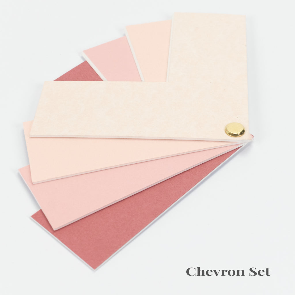 Pink Picture Mount Colour Sample Set | Gradient Chevron Mat Board Swatches | Blush to Rose Pink |