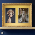 Gold multi-aperture picture mount white core | A4 for two 6x4 | smooth fatg 3